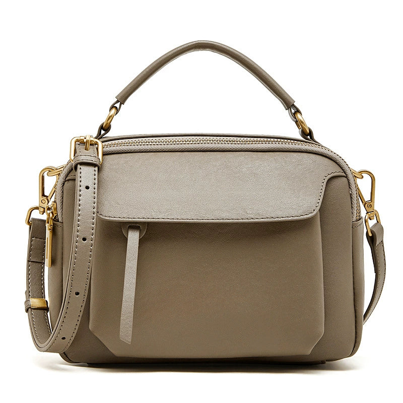 Women's Genuine First-Layer Cowhide Boston Bag - Classic Large Capacity Crossbody Handbag
