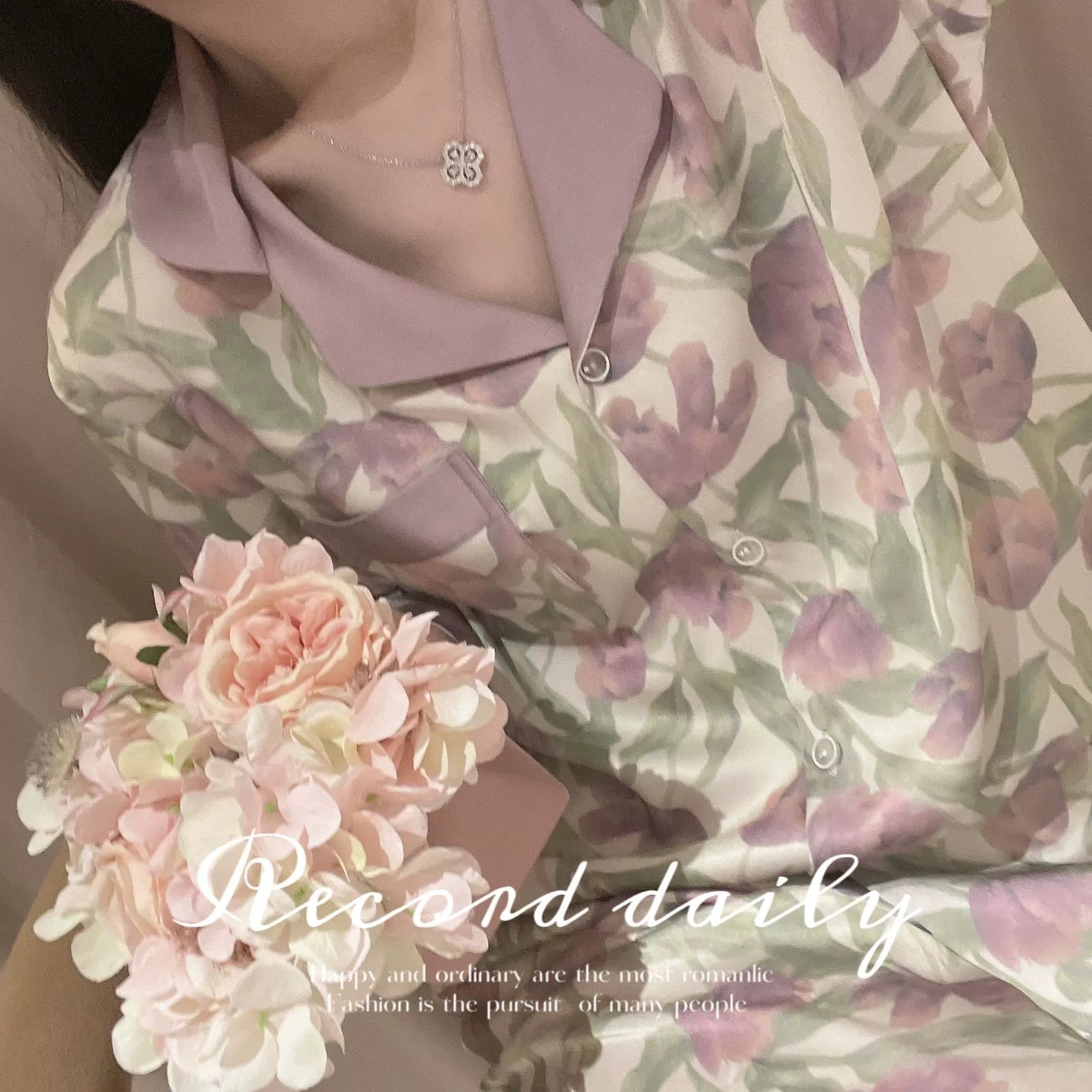 Bộ Đồ Ngủ Pijama Nữ Lụa Băng Kiểu Pháp - Áo Cổ Bẻ Dài Tay In Họa Tiết Phối Quần Dài, Nhiều Họa Tiết