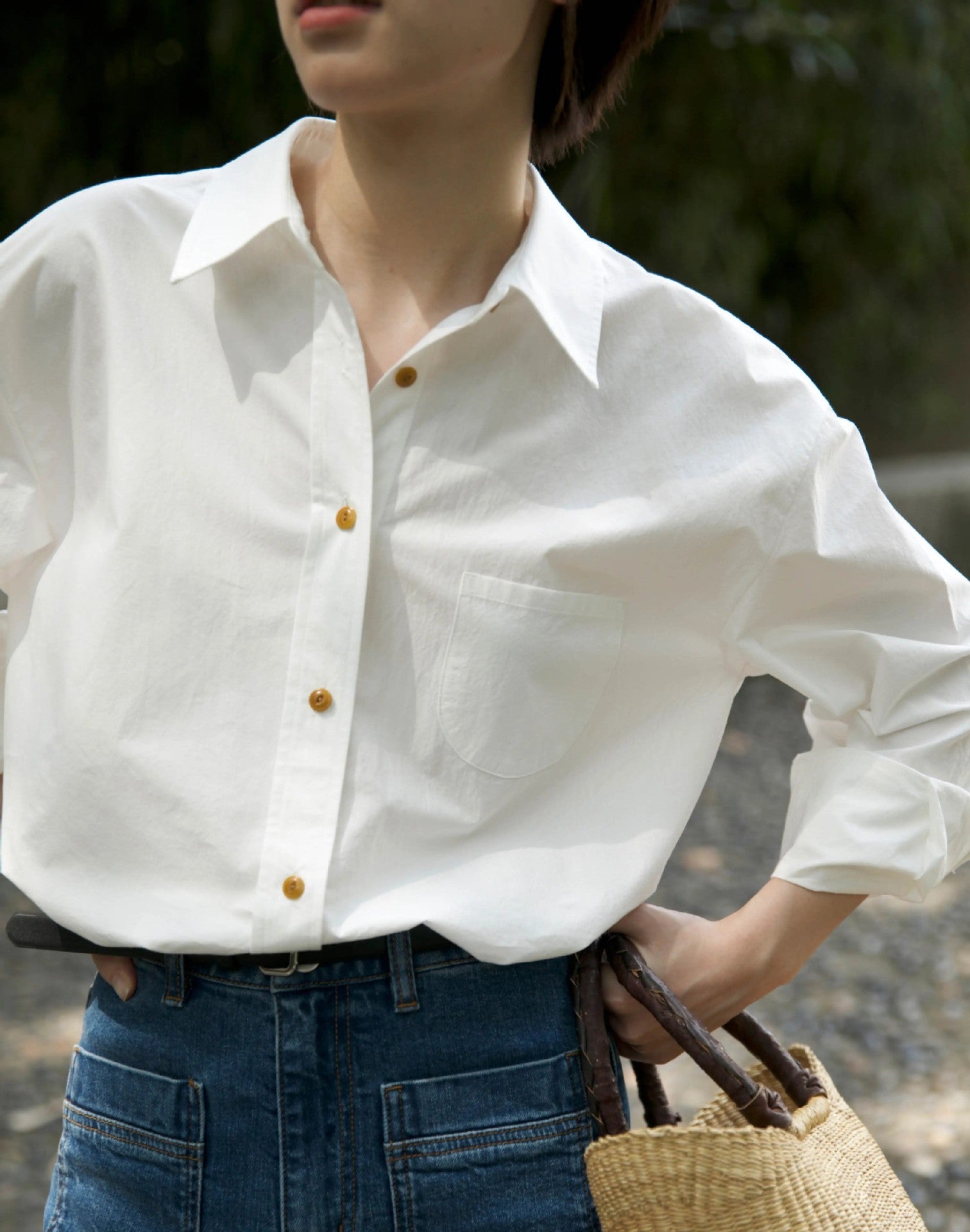 Áo Sơ Mi Cotton Cổ Điển Cơ Bản Tự Nhiên Dáng Rộng Dễ Phối