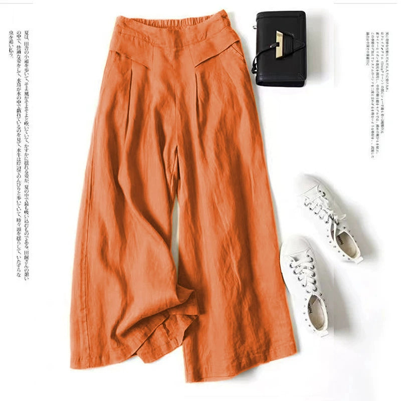 Quần Culottes Linen Cotton Ống Rộng Cạp Cao (Mua 3 Tặng 1)
