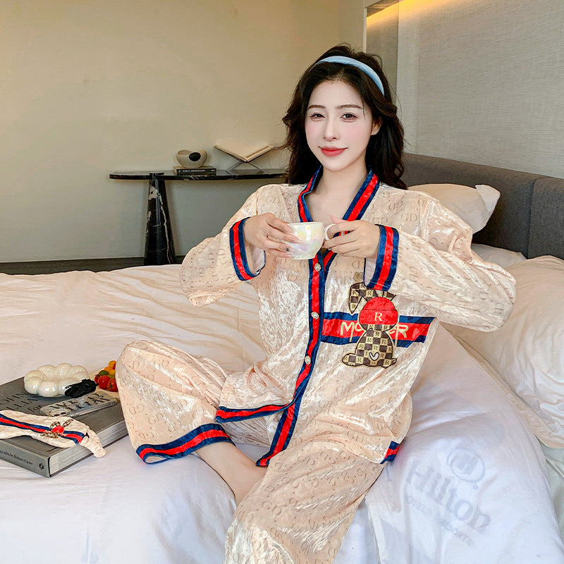 Đồ ngủ Pijama nhung kim cương sang chảnh mùa thu đông DN415240