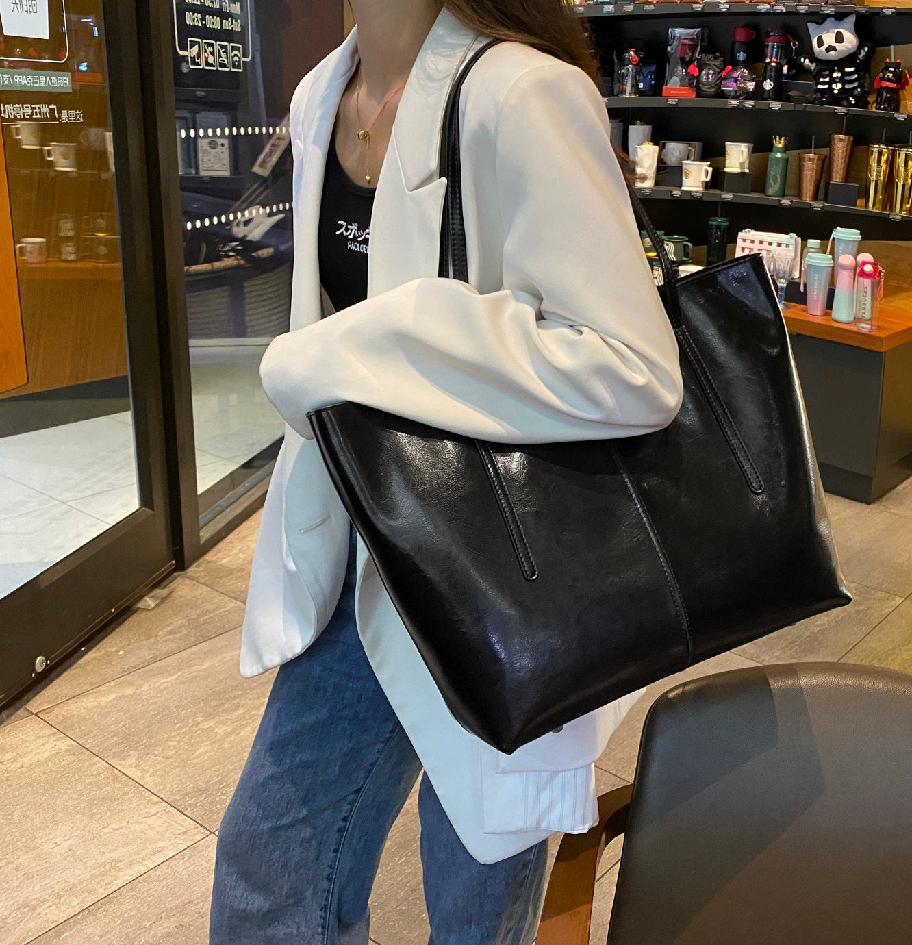 Women's Genuine Leather Tote Bag - Classic European & American Style - Large Capacity, Easy to Match for Work