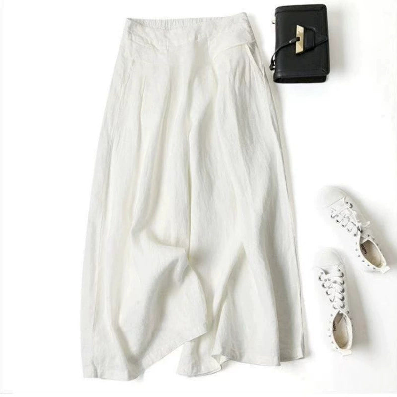 Quần Culottes Linen Cotton Ống Rộng Cạp Cao (Mua 3 Tặng 1)