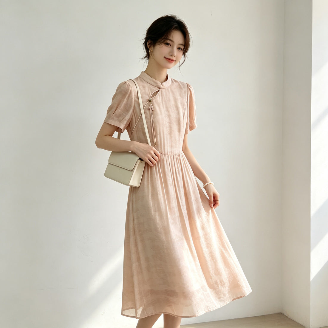 Đầm tân trung hoa loang màu nghệ thuật B8233