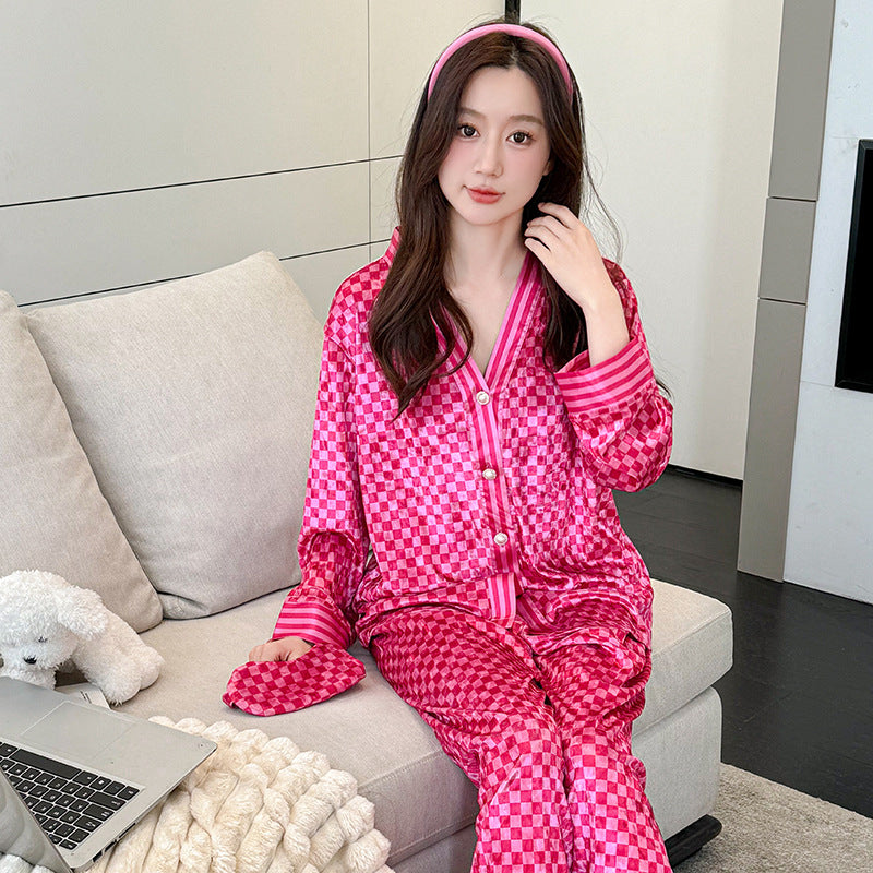 Đồ ngủ Pijama nhung kim cương sang chảnh mùa thu đông DN415240