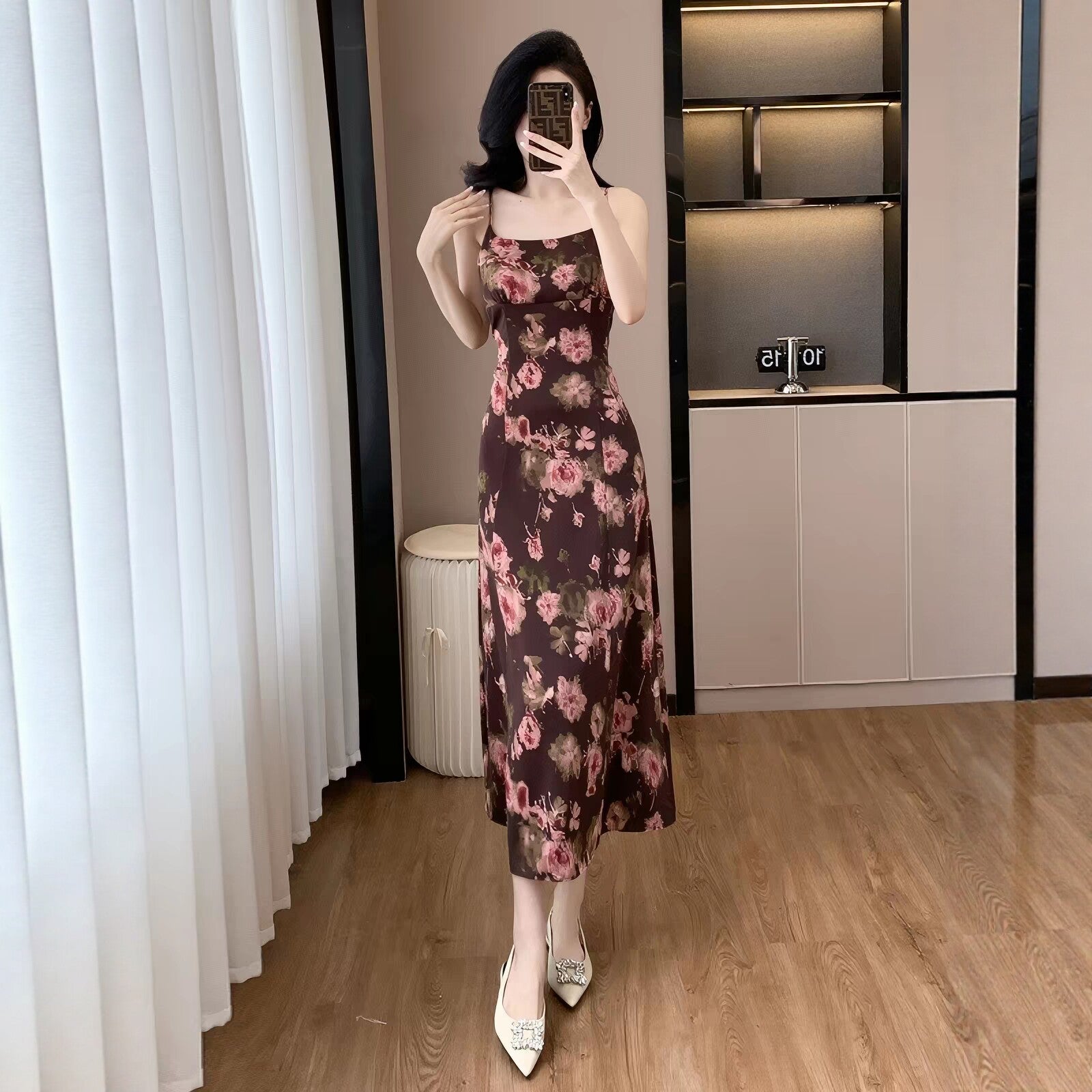 2-piece set: French-style floral mini dress + jacket B680