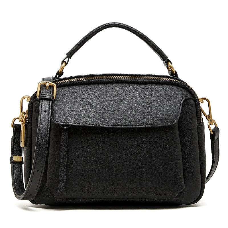 Women's Genuine First-Layer Cowhide Boston Bag - Classic Large Capacity Crossbody Handbag