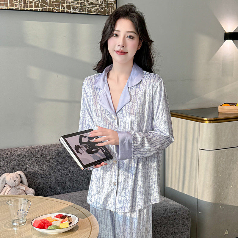 Đồ ngủ Pijama nhung kim cương sang chảnh mùa thu đông DN415240
