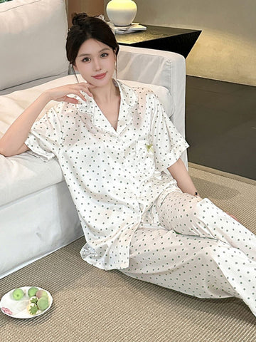 화이트 아이스 실크 파자마 Desire Ren 잔꽃무늬 DN426240