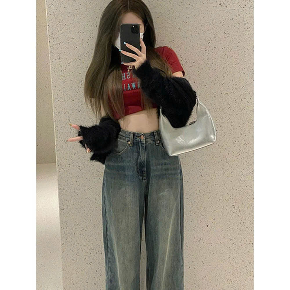 와이드 팬츠 롱 하이웨이스트 청바지 QJ228240
