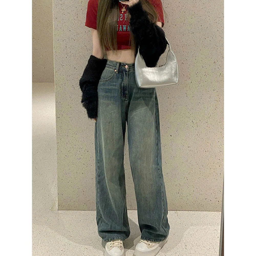 와이드 팬츠 롱 하이웨이스트 청바지 QJ228240