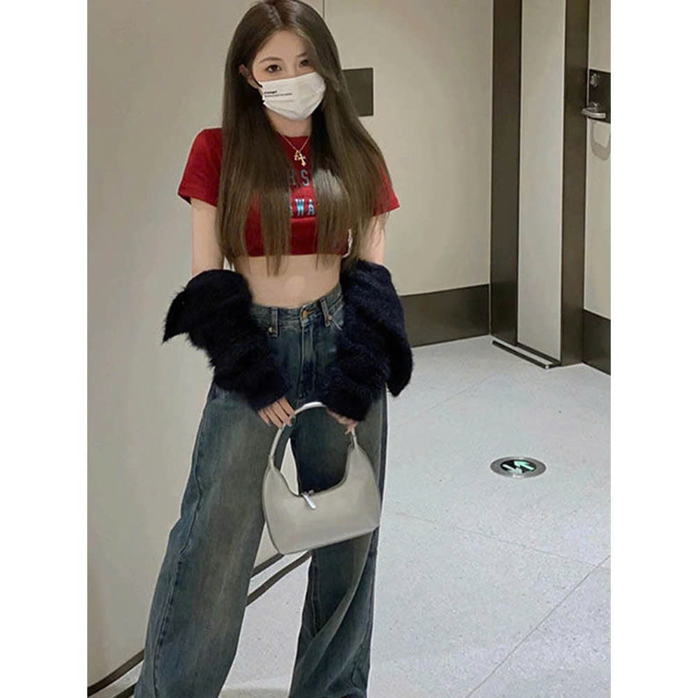 와이드 팬츠 롱 하이웨이스트 청바지 QJ228240