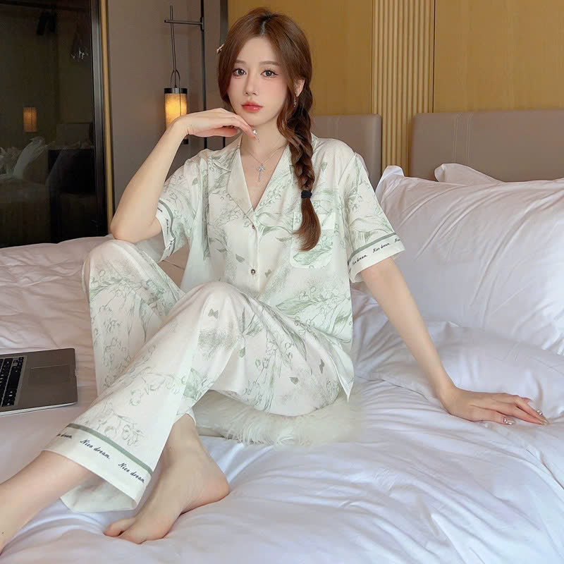 Bộ đồ ngủ lụa mỏng, chất liệu cao cấp jacquard, màu tinh khiết, sang trọng DN135250