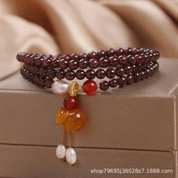 Vòng tay đá Garnet tự nhiên nhiều vòng phong cách quốc gia dành cho nữ TS191250