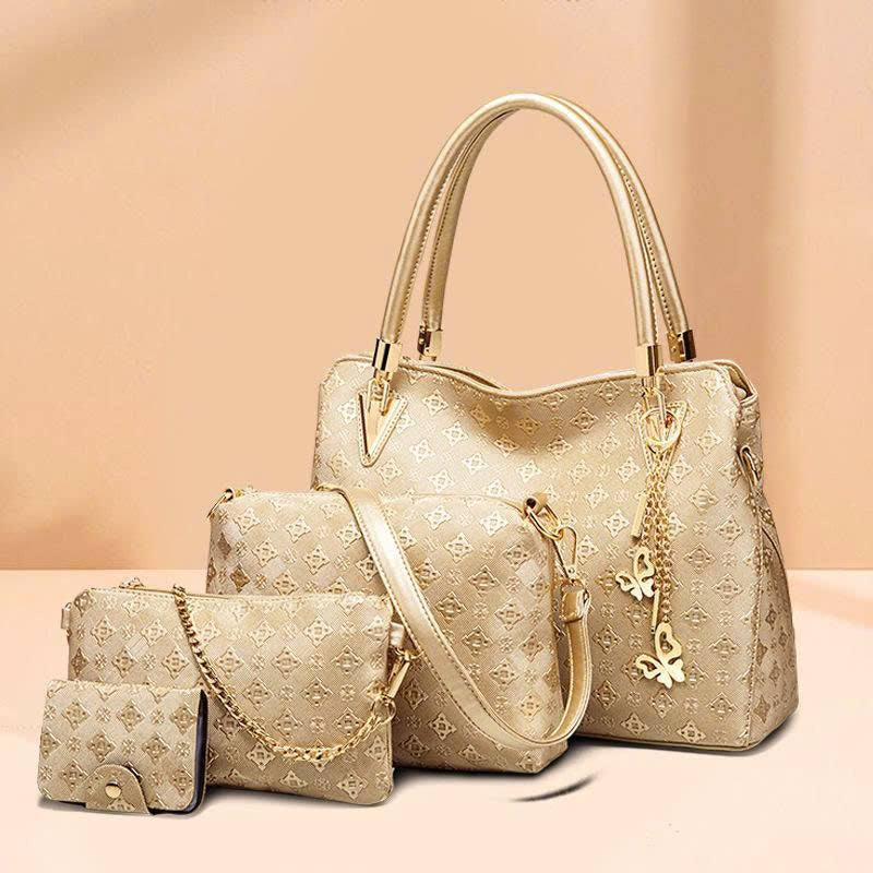 Women's Fashion 4-Piece Handbag Set 2026 – Tote Bag, Shoulder Bag, Crossbody Bag – Matching Mother & Daughter – Premium PU TX272250