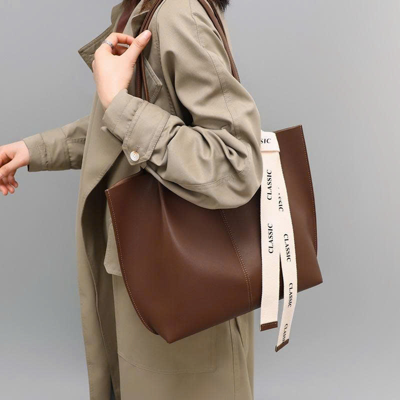 Women's Genuine Leather Tote Bag 2026 – Large, Versatile Bucket Bag TX291250
